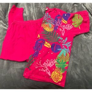 🩷 Abstract Hand Painted 2 Piece Set Cotton Lagenlook Made in USA